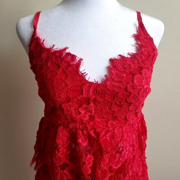 Alexis Red Lace Set Tank Top and Skirt Size S / XS - Picture 3 of 16